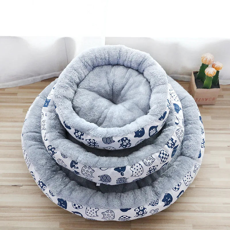 Pet Supplies Cat Nest Dog Nest Round Comfortable Cotton Nest Dog and Cat Seasonal Universal Nest Small and Medium sized Dogs