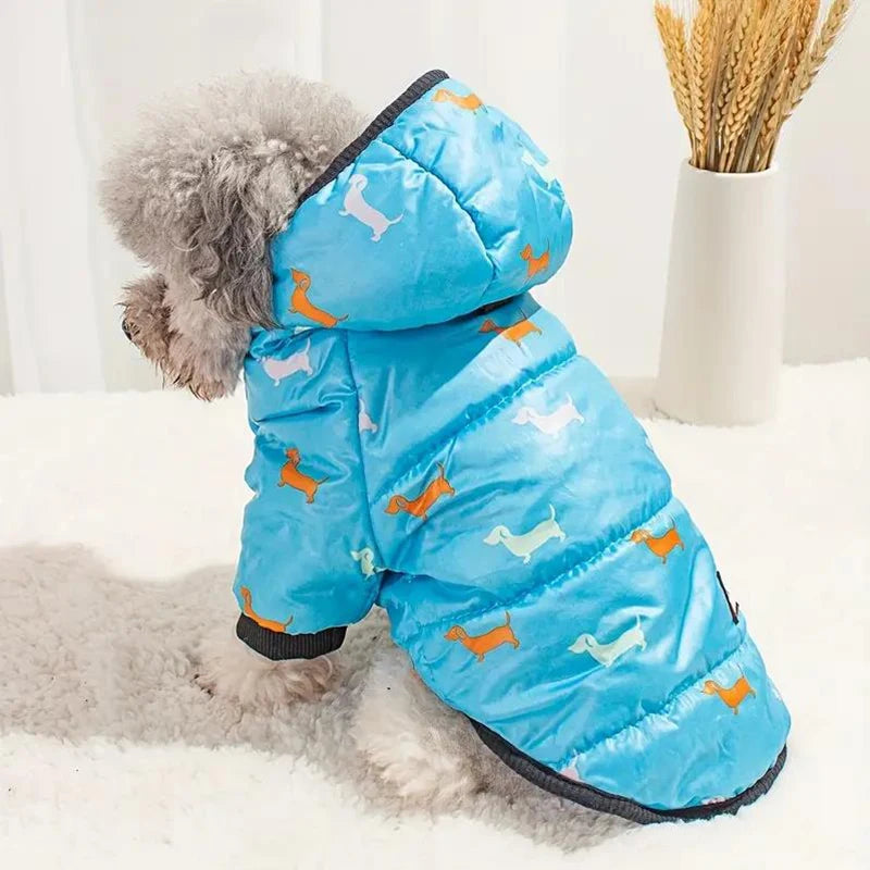New hot pet clothing two feet hooded cotton-padded cat and dog clothing autumn and winter plus cotton thickened pet clothing PawPrint Treasures