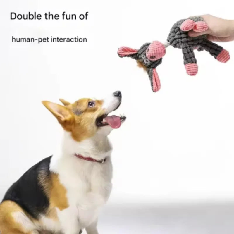 New Plush Squeaky Puppy Chew Toys Interactive Teething Training Dog Toys for Small Dogs Cute Donkey Design