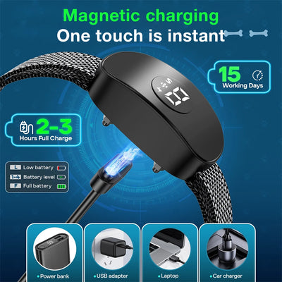 2025 New Anti Barking Collar Smart Dog Bark Collar Vibration Bark Stop Smart Training Collar Adjustable Sensitivity Rechargeable