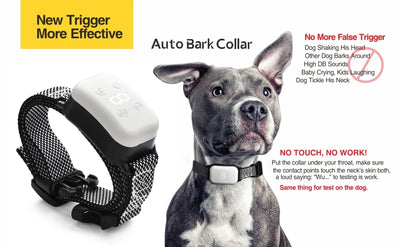 Small Dog Auto Bark Collar, Rechargeable Dog Electric Collar Anti-Bark Control for Puppy with Shock Mode