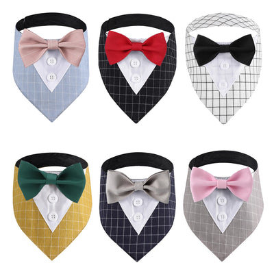 Sucado Wedding Tuxedo Suit Dog Bandana, Adjustable Pet Bib Triangle Bandana Scarf, Suitable for Wedding Engagement Birthday Part