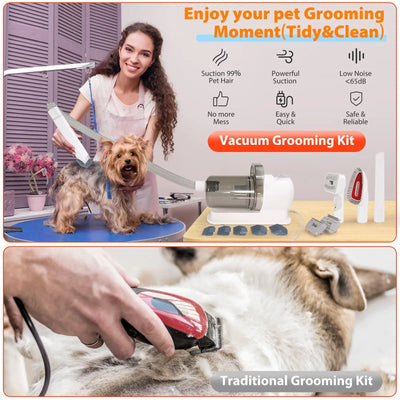 6 In 1 Pet Grooming Vacuum Kit 2.5L Large Capacity Low Noise Strong Suction Hair Cleaner for Dog Cat Grooming and Hair Removal