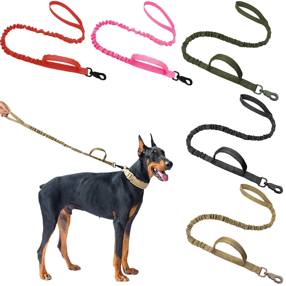 2025 Reflective Running Leash for Dogs - Dual Shock Absorption System, Night Safety Retractable Lead with QuickClip