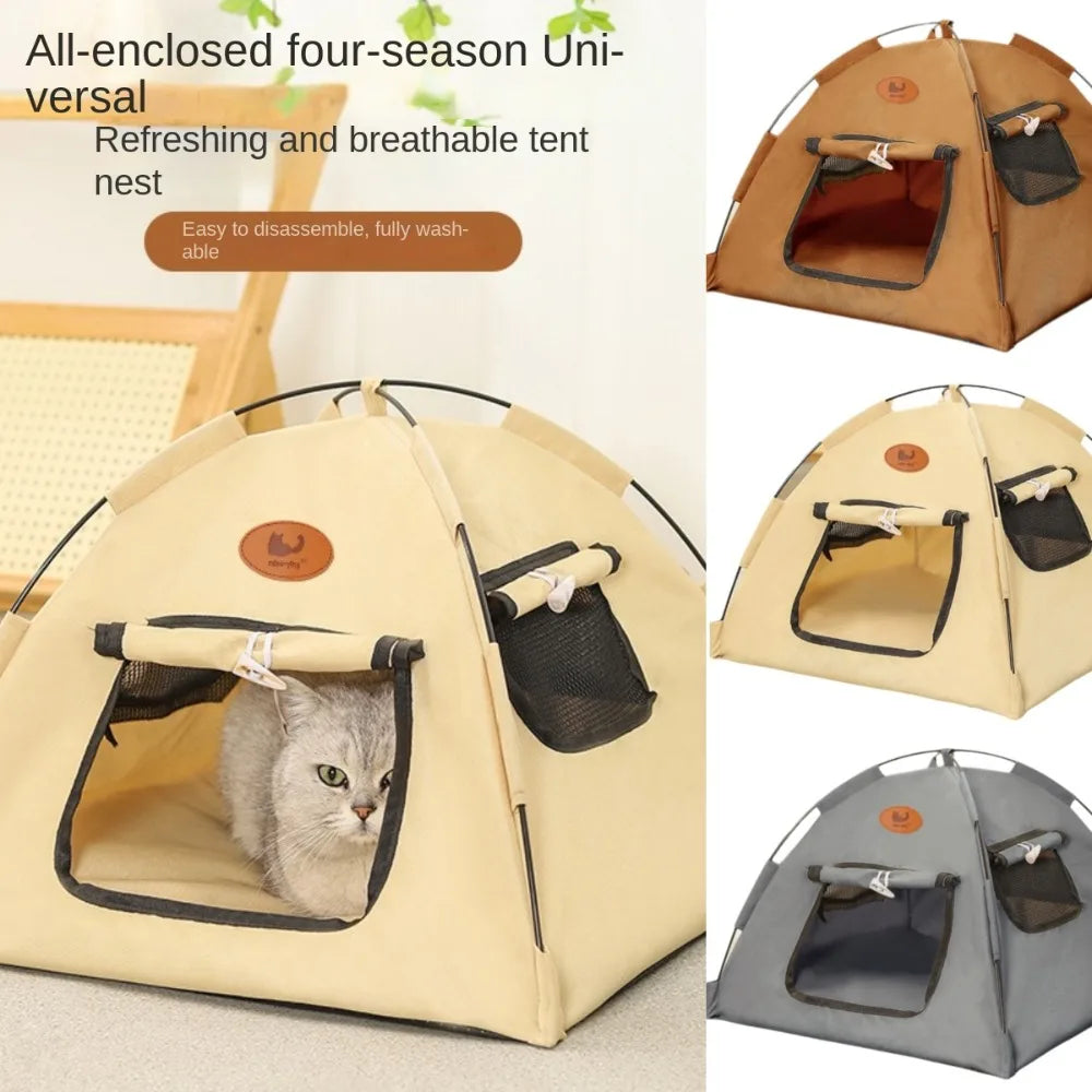 Portable Foldable Pet Cat Tent Closed Design Breathable Cat Sleep House Large Stable Pet Kennel Indoor Use