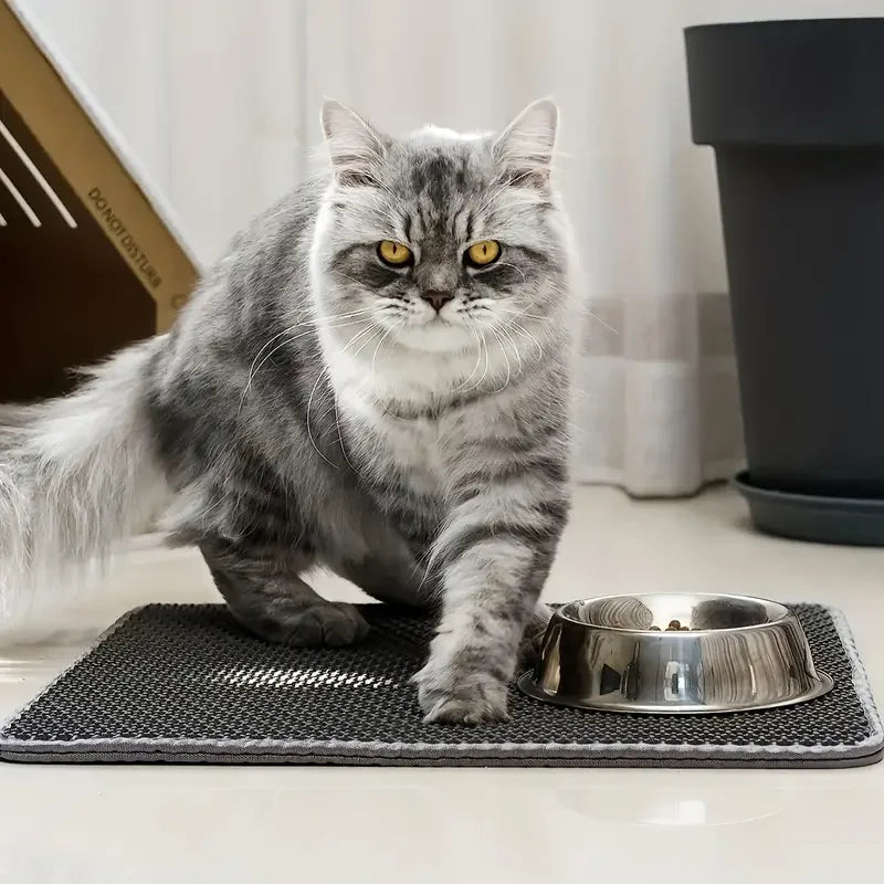 Double Layer Honeycomb Design Cat Litter Trapping Mat, Non-slip Washable Cat Cleaning Mat For Pet Toilet Kennel Litter Box
