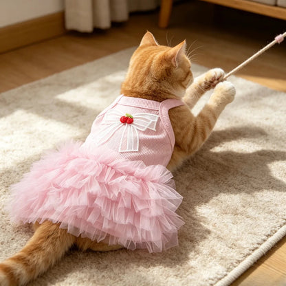 1 pet sleeveless printed dress, suitable for indoor and outdoor use, lightweight, breathable and elastic cat and dog clothing PawPrint Treasures