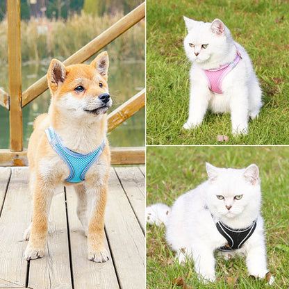 Cat Dog Harness Vest Chest Rope Set Reflective Breathable Adjustable Pet Harness for Small Medium Dogs Outdoor Walking PawPrint Treasures