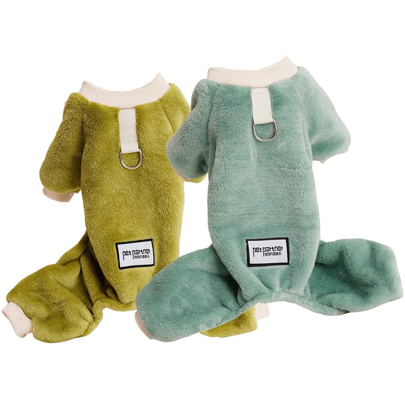 Fleece Warm Pet Clothes Winter Dog Jumpsuit Pajamas for Small Dogs Pomeranian Clothing Puppy Nightshirt Cat Overalls Pijamas PawPrint Treasures