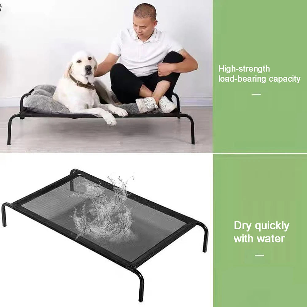 Elevated Medium Dog Bed Cooling Pet Cot with Chew Proof Washable Breathable Mesh and Metal Frame Portable Large Dog Army Cot Bed