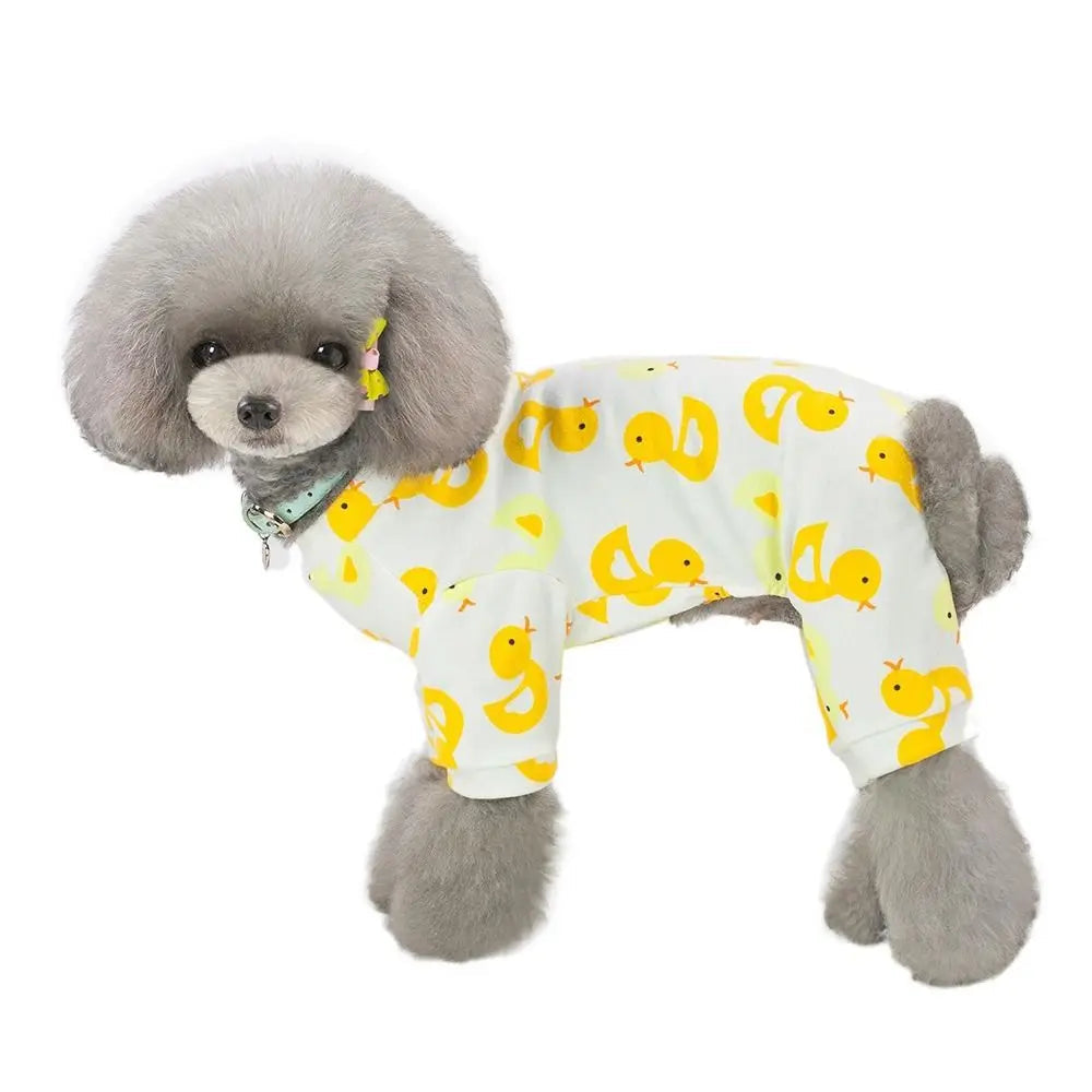Pet Four Leg Clothing Cartoon Puppy Dog Pajamas Soft Cotton Dog Jumpsuit Comfortable Pet Bodysuit Clothes Spring PawPrint Treasures