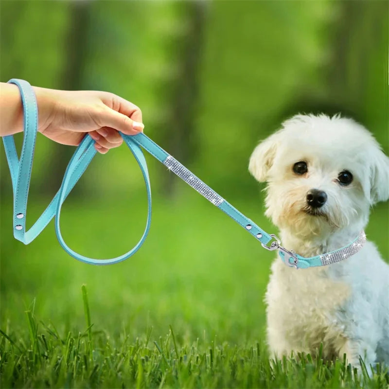 Fashion Rhinestone Dog Leash Pet Bling Shiny Cat Puppy Walking Leashes Lead for Small Dogs Cats Chihuahau Yorkshire Teddy 120cm