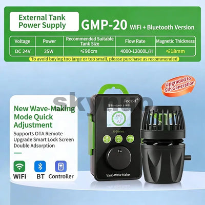 Jebao Jecod GMP Series Cordless Wave Maker Pump with APP Control, WIFI & Bluetooth Silent Frequency Conversion Flow Pump for Mar