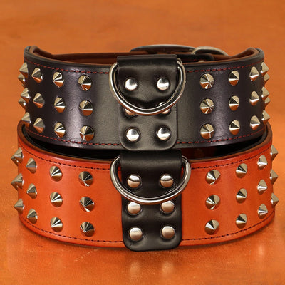 Genuine Leather Dog Collar Durable Adjustable Dog Collars Medium Large Real Leather Pet Pitbull Shepherd Pug Necklace for Dogs