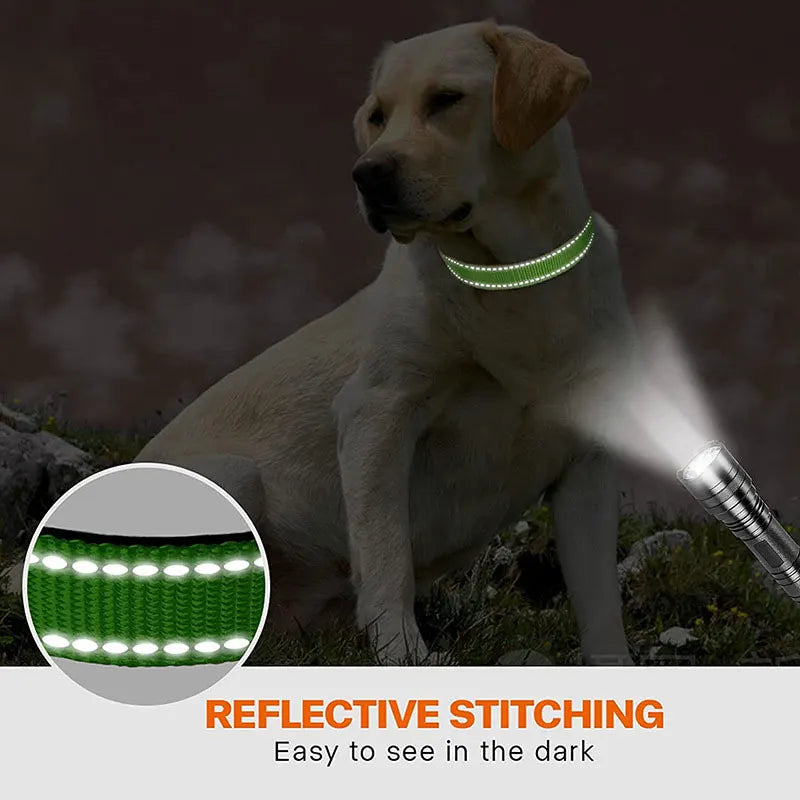 Adjustable Nylon Dog Collar Reflective Pet Traction Collar Quick Release Buckle with Safety Lock  Lining Soft Pet Supplies