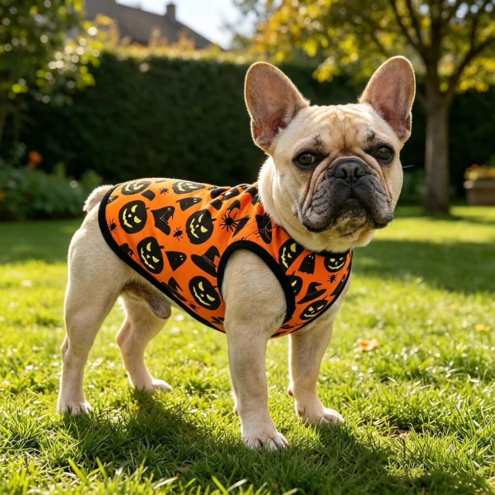 Dog Clothes for Small Medium Dogs Cats Halloween Pumpkin Paw Print Puppy Vests Chihuahua Yorkies Costumes Pet Party Clothing PawPrint Treasures