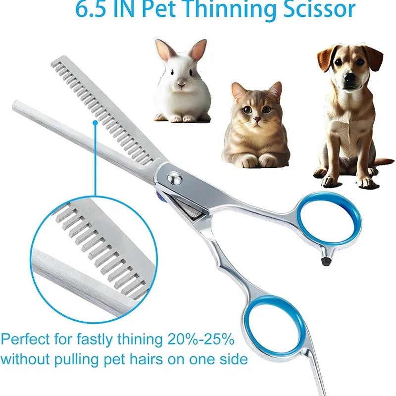 Pet Safe Grooming Scissors – Ambidextrous Stainless Steel Dog Shears with Round Head for Precise Trimming