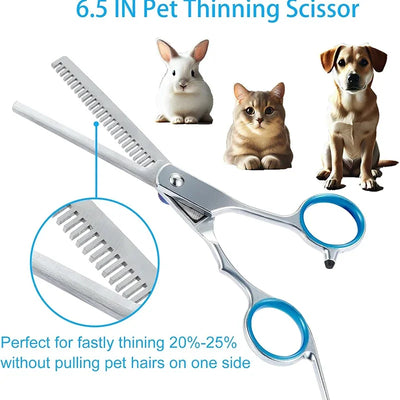 Pet Safe Grooming Scissors – Ambidextrous Stainless Steel Dog Shears with Round Head for Precise Trimming