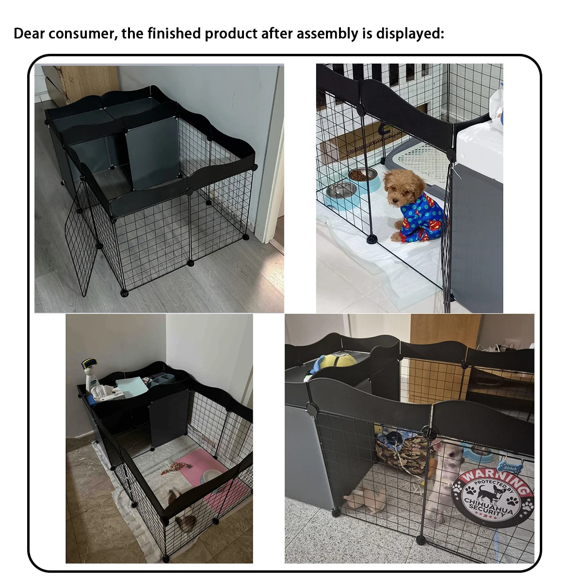 Dog Fence Small Size Dogs Home Indoor One Bedroom One Bathroom Pet Fence Kennel with Toilet Area Anti-Jailbreak Dog Cage