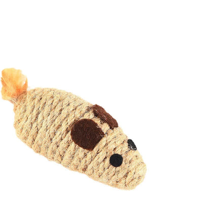 Cat Toy Mouse with Crinkle Sound Rope Feather Fun Interactive Play Kitten Teaser