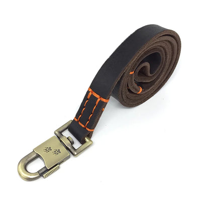 Genuine Leather Dog Leash 3/4/5 ft x 1 inch Soft and Strong Leather Leash for Large and Medium Dog Heavy Duty Dog Training Leash
