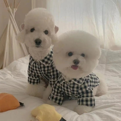 Pet Decoration Comfortable Ins Plaid Shirts Pet Clothing Elegant Fashion Dogs Pajamas Costume Cute Cat Dog Clothes Pet Parties PawPrint Treasures