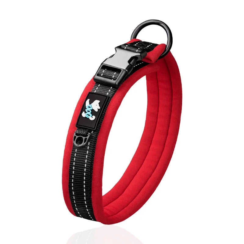 Adjustable Mesh Padded Pet Dog Collar Custom ID Engraving Reflective Nylon Dog Collar Durable Heavy Duty for All Breed All Pug