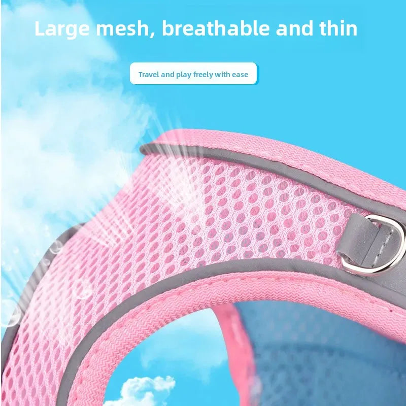 Vest-style Pet Chest Strap, Reflective and Breathable Dog Leash, Small and Medium-sized Cat Leash, Anti-lost