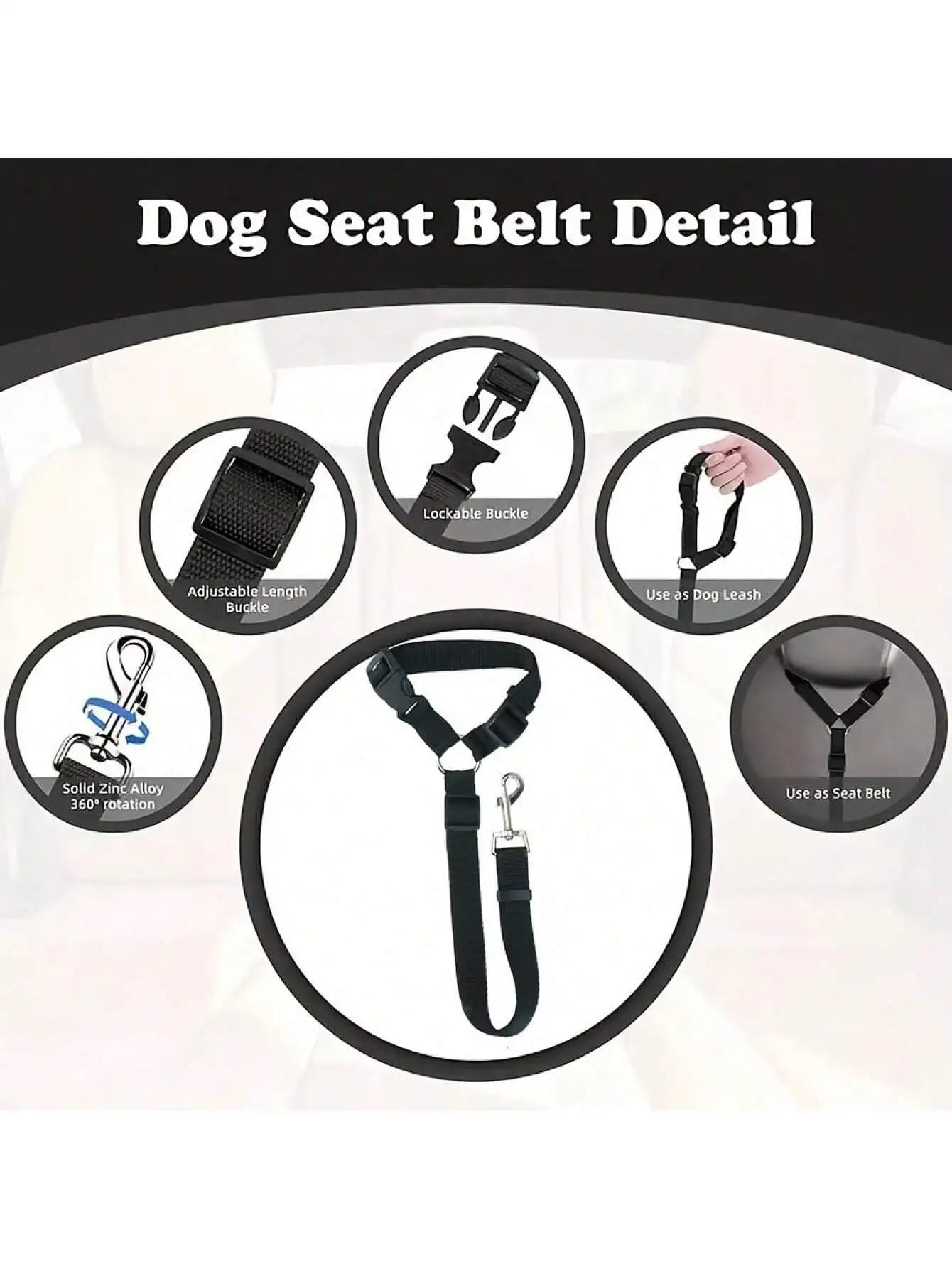 Dog Seat Belt for Vehicle Secure, Pet Car Tether Safety Leash for Dogs In Vehicles, Dog Seatbelt Tether, Christmas Gift