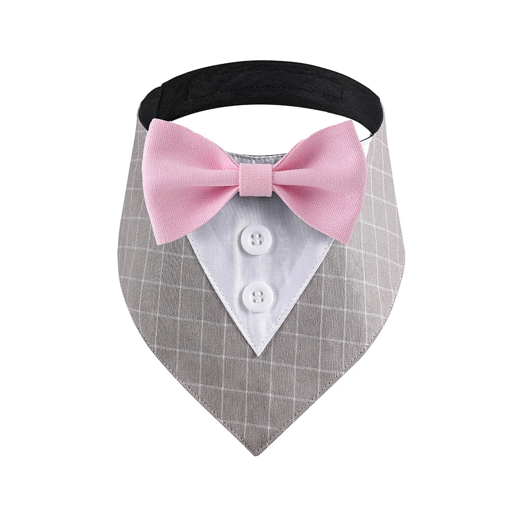 Sucado Wedding Tuxedo Suit Dog Bandana, Adjustable Pet Bib Triangle Bandana Scarf, Suitable for Wedding Engagement Birthday Part