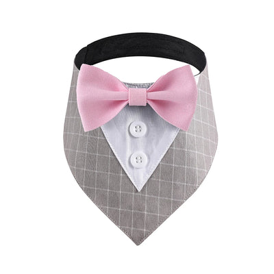 Sucado Wedding Tuxedo Suit Dog Bandana, Adjustable Pet Bib Triangle Bandana Scarf, Suitable for Wedding Engagement Birthday Part