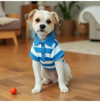 Pet Dog Polo Shirt Dog Clothes Summer Casual Clothing for Small Large Dogs Cats T-Shirt Chihuahua Pug Costumes Yorkshire Shirts PawPrint Treasures