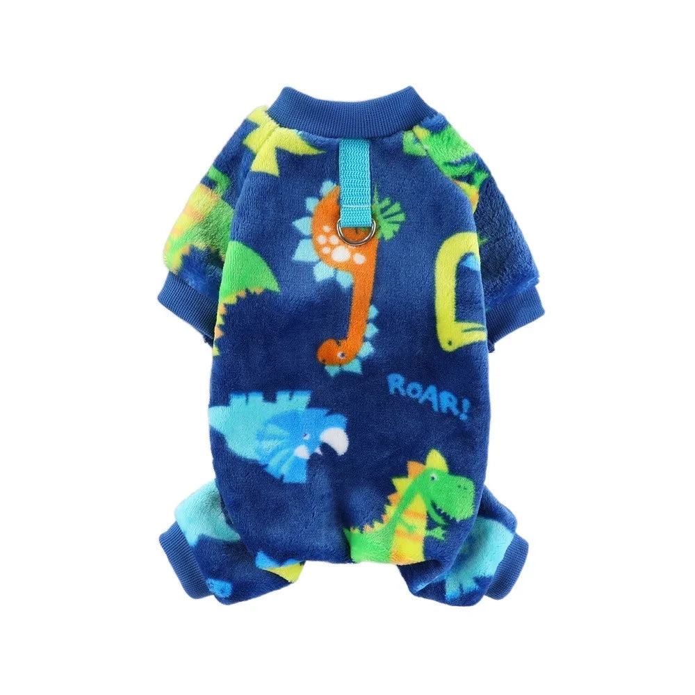 Winter Warm Dog Jumpsuit XS-4XL Fleece Pet Dog Clothes Chihuahua Poodle Bear Dinosaurs Pajamas Coat For Small Medium Dogs