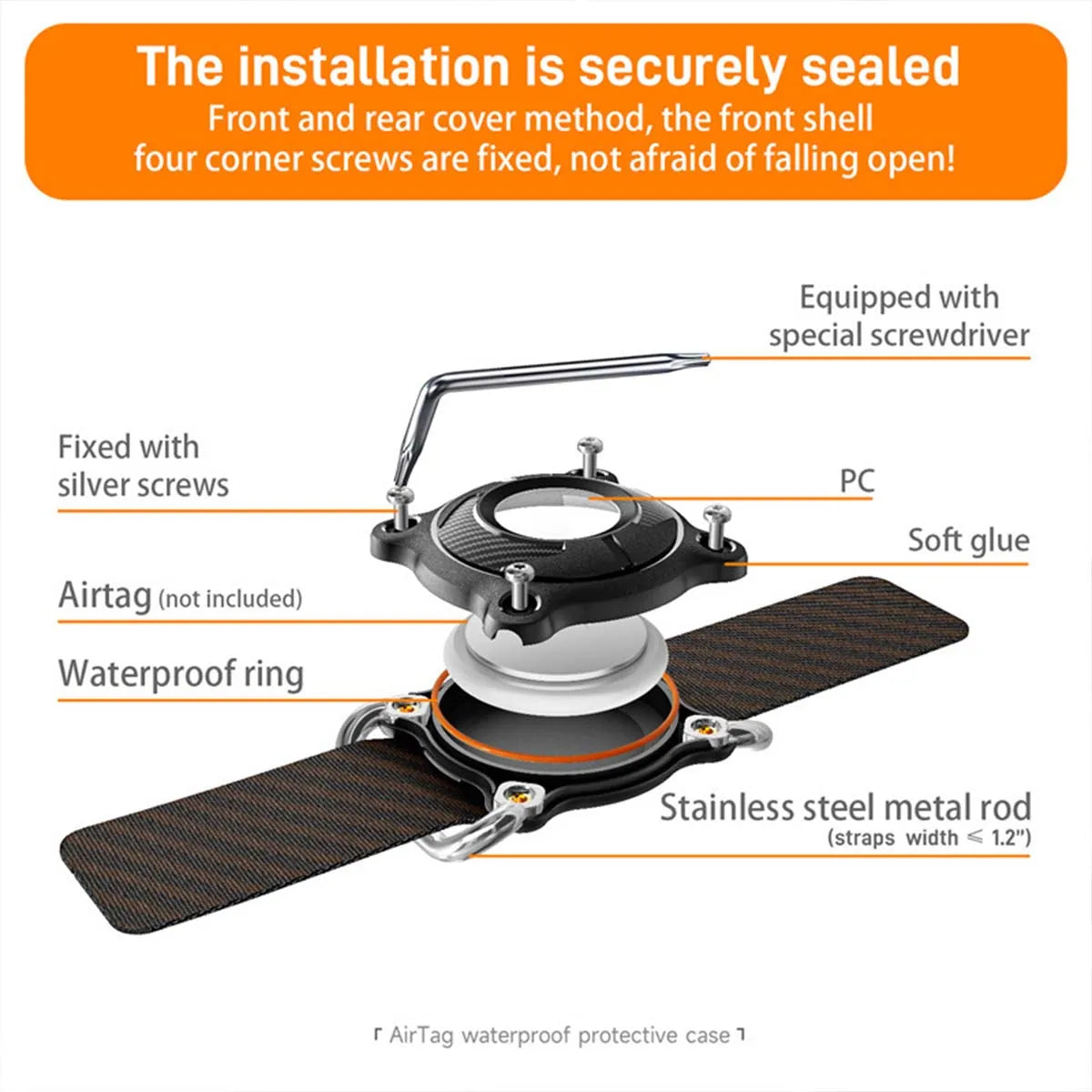 Waterproof Protective Case for AirTag with Removable Metal Loop Durable Light Weight AirTag Case Suitable for Dog Cat Pet Collar