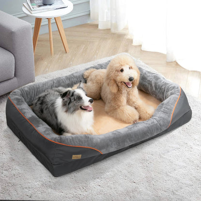 Large Dog Bed Soft Comfortable Warm Fleece Anti-Allergy Pet Bed with Removable Washable Cover Waterproof PawPrint Treasures