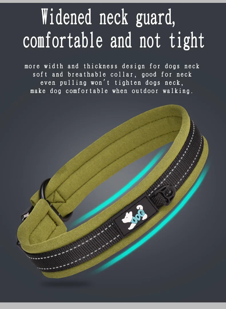 Adjustable Mesh Padded Pet Dog Collar Custom ID Engraving Reflective Nylon Dog Collar Durable Heavy Duty for All Breed All Pug