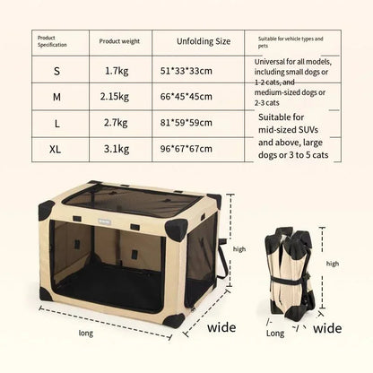High-quality Pet Car Dog Cage for Travel Spare Box Cage Large Dog Car Foldable Cat Bed Large Space Pet Cage PawPrint Treasures