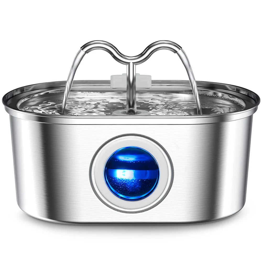 3.2L Stainless Steel Pet Water Dispenser - A Quiet Filter Pump Powered by USB, Smart Drinking Fountain for Cats and Dogs