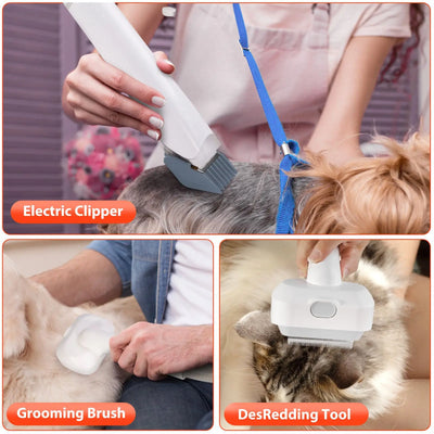 6 In 1 Pet Grooming Vacuum Kit 2.5L Large Capacity Low Noise Strong Suction Hair Cleaner for Dog Cat Grooming and Hair Removal