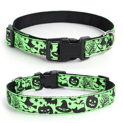 Halloween Dog Collar Nylon Adjustable Pet Collar Pumpkin Monster Bat Ghost Pattern for Party Cat Dog Decoration Pet Accessories
