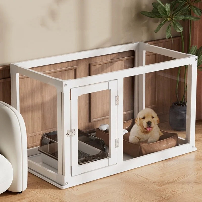 Small Pet Dog Cage Full Transparent Acrylic Indoor Home Security Fence Safe for Cats and Dogs PawPrint Treasures