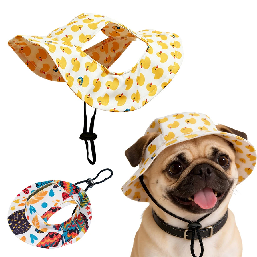 1Pcs S/M/L Cute Print Dog Hat for Small Medium Dogs Adjustable Pet Cap Puppy Pug Corgi Dachshund Hats Summer Out Pet Accessories