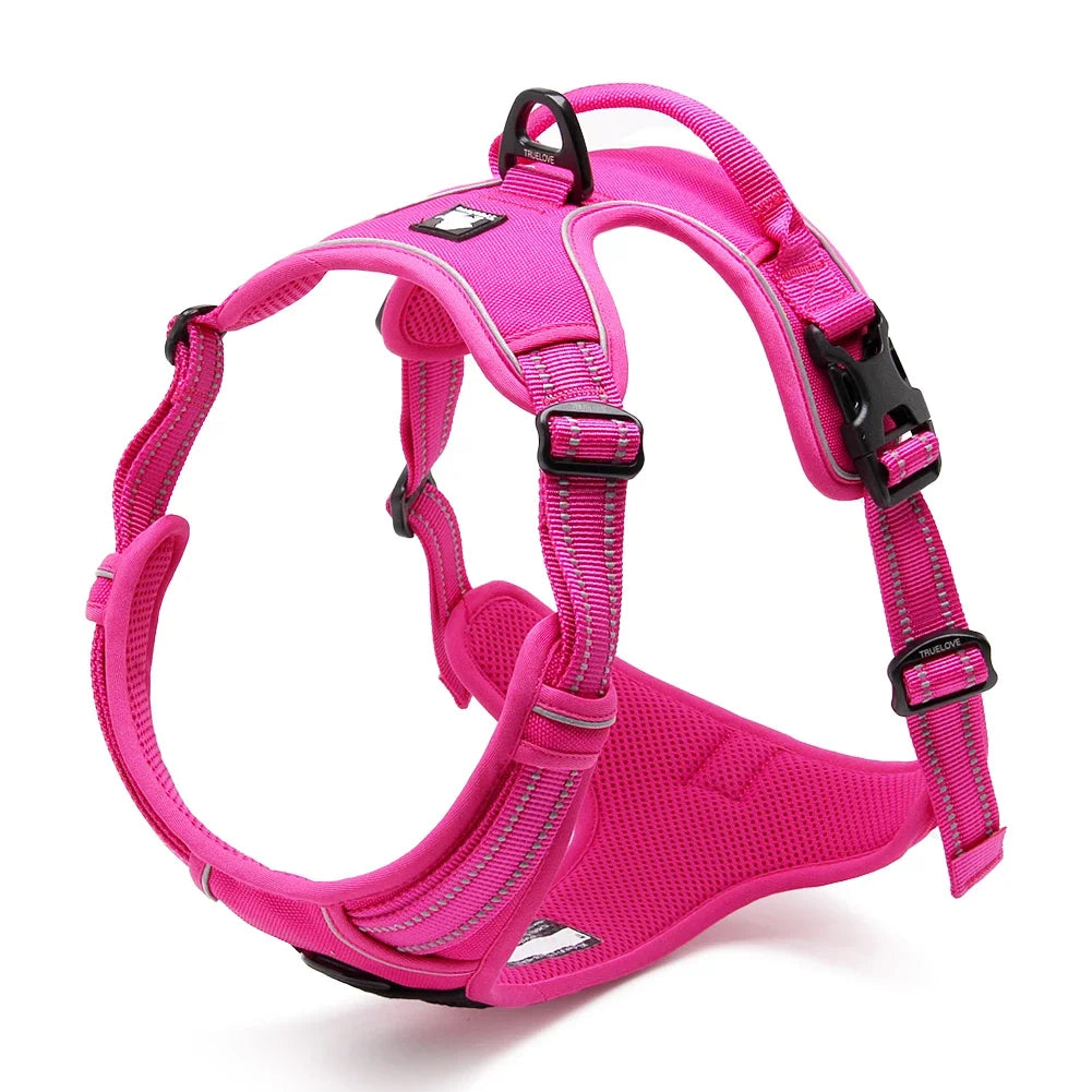 Truelove Reflective Nylon large pet Dog Harness  TLH5651 All Weather  Padded  Adjustable Safety Vehicular  leads for dogs pet