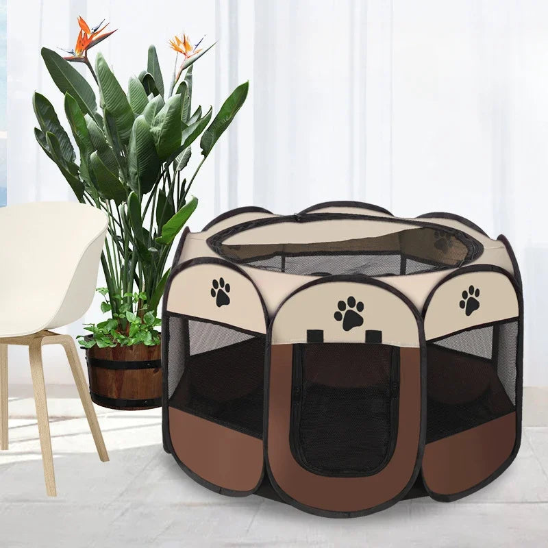 Portable Foldable Pet Tent Kennel Octagonal Fence Puppy Shelter Easy To Use Outdoor Easy Operation Large Dog Cages Cat Fences PawPrint Treasures