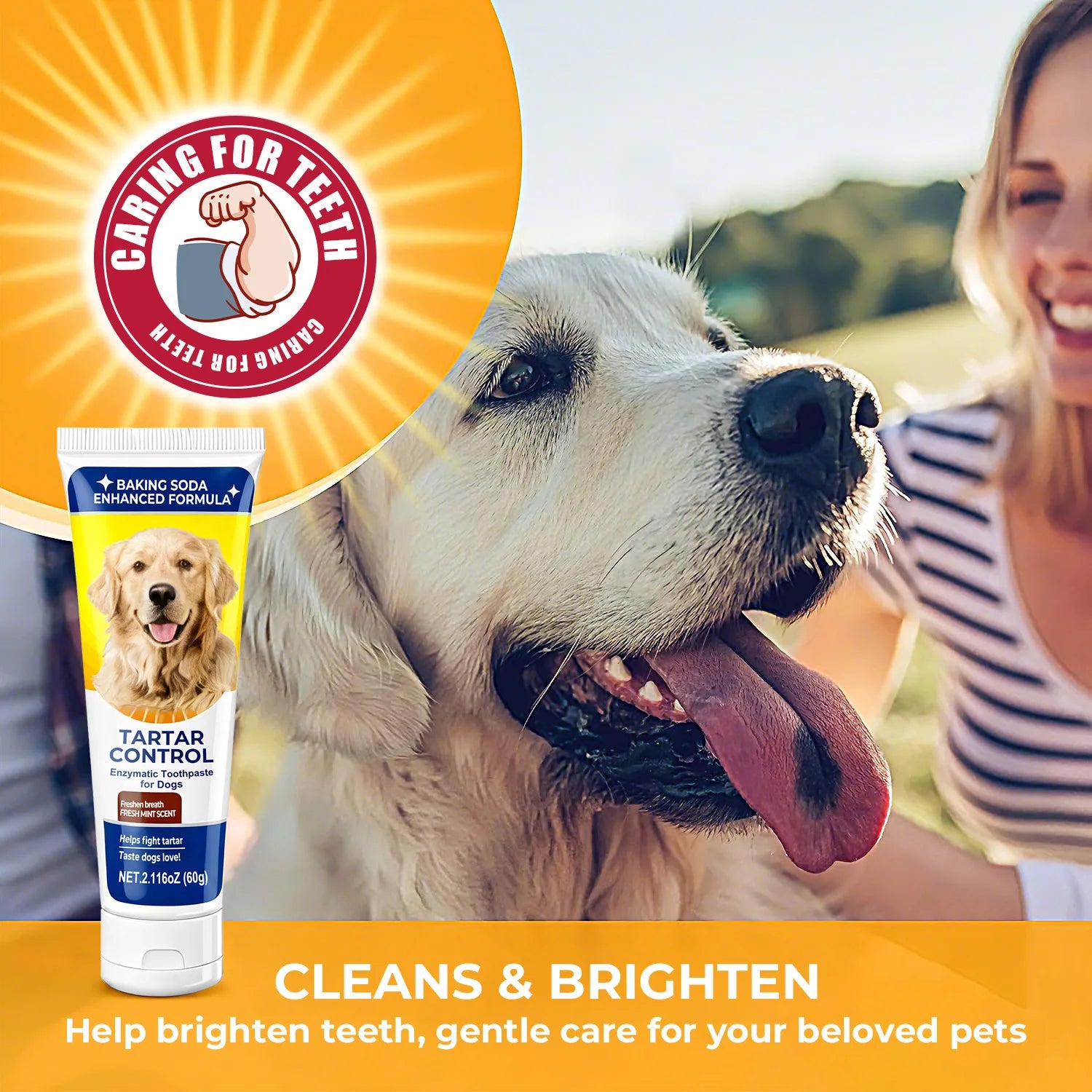 Baking Soda Fortified Formula Enzyme Toothpaste Helps Dogs Freshen Their Breath, Control Tartar and Soothe Their Gums 60g