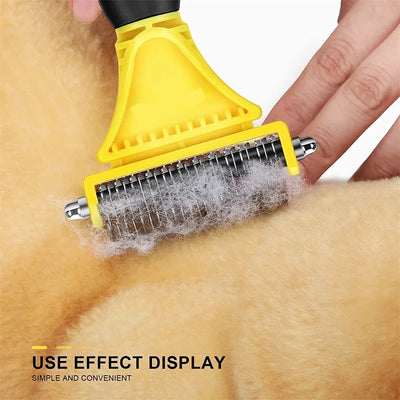Pets Stainless Steel Grooming Brush – Dual-Sided Shedding & Dematting Undercoat Rake for Easy Knot & Tangle Removal in Dogs&Cats