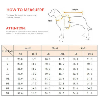 New Waterproof Big Dog Vest Jacket Winter Warm Pet Dog Clothes For Small Large Dogs Puppy Pug Coat Dogs Pets Clothing 4XL 5XL