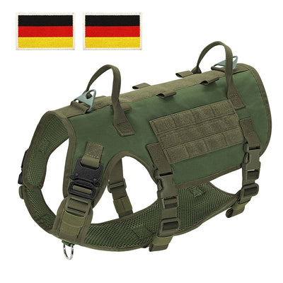 Military Tactical Big Dog Harness Vest Durable Nylon Dog Training Harnesses with Flags Adjustable for Large Dogs German Shepherd