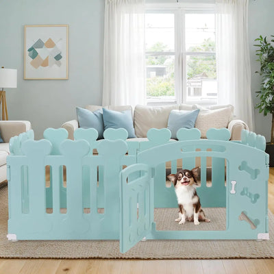 Dog Pen, H60cm, 3/5/7+1 Panels, with Lockable Door, Recycled Plastic,Puppy Enclosure,For Rabbit Runs, Indoors, Outdoors, Playpen