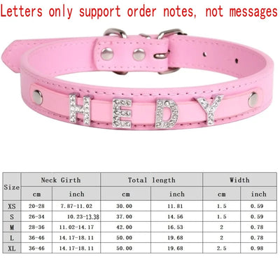 Personalized Dog Collar Fashion Bling Rhinestone Pet Free Diy Name Dog Necklace Custome Leather Dog Collars Pet Dog Accessories